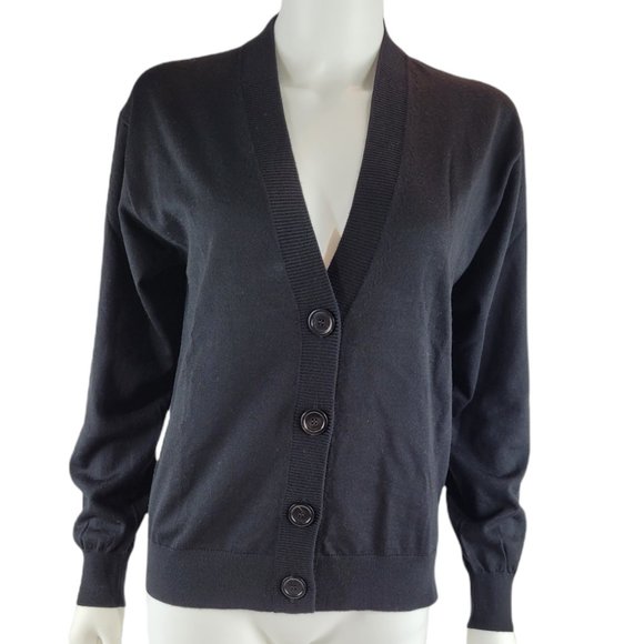 Burberry Black Merino Wool Cardigan - Picture 2 of 7